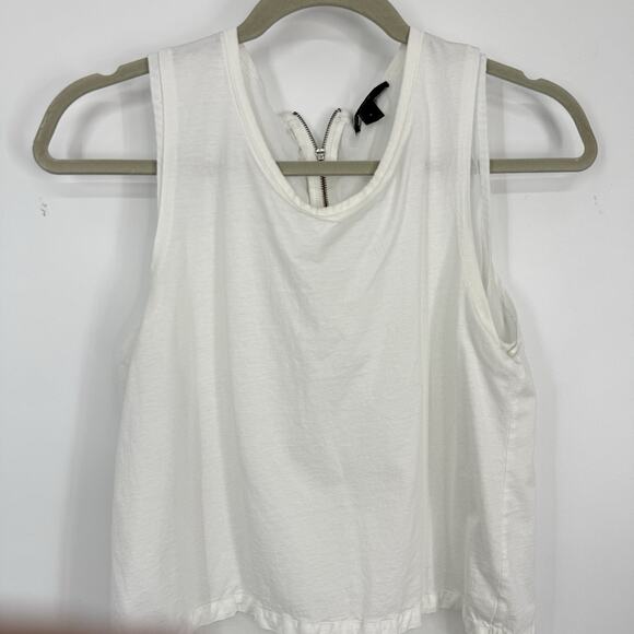 J Crew Womens Sleeveless Layered Top size Small White Chiffon Hem Zipper Back - Picture 4 of 12